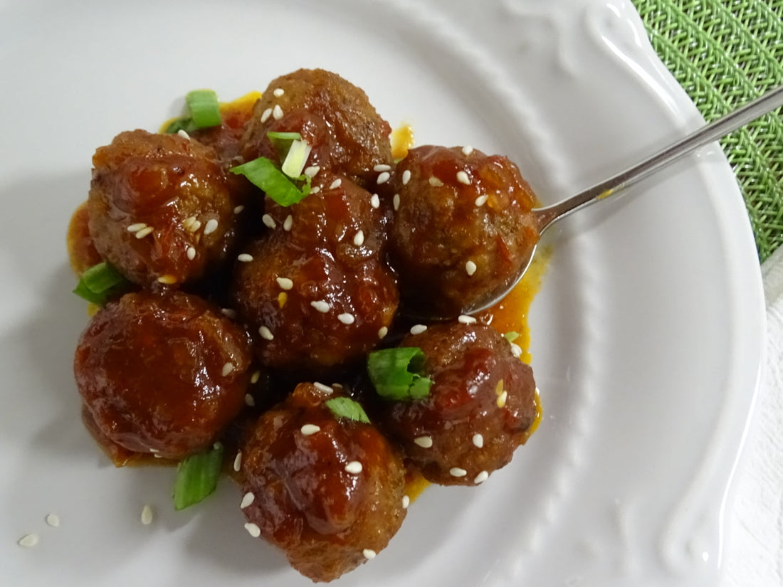 CROCK POT PEACH GLAZED MEATBALLS