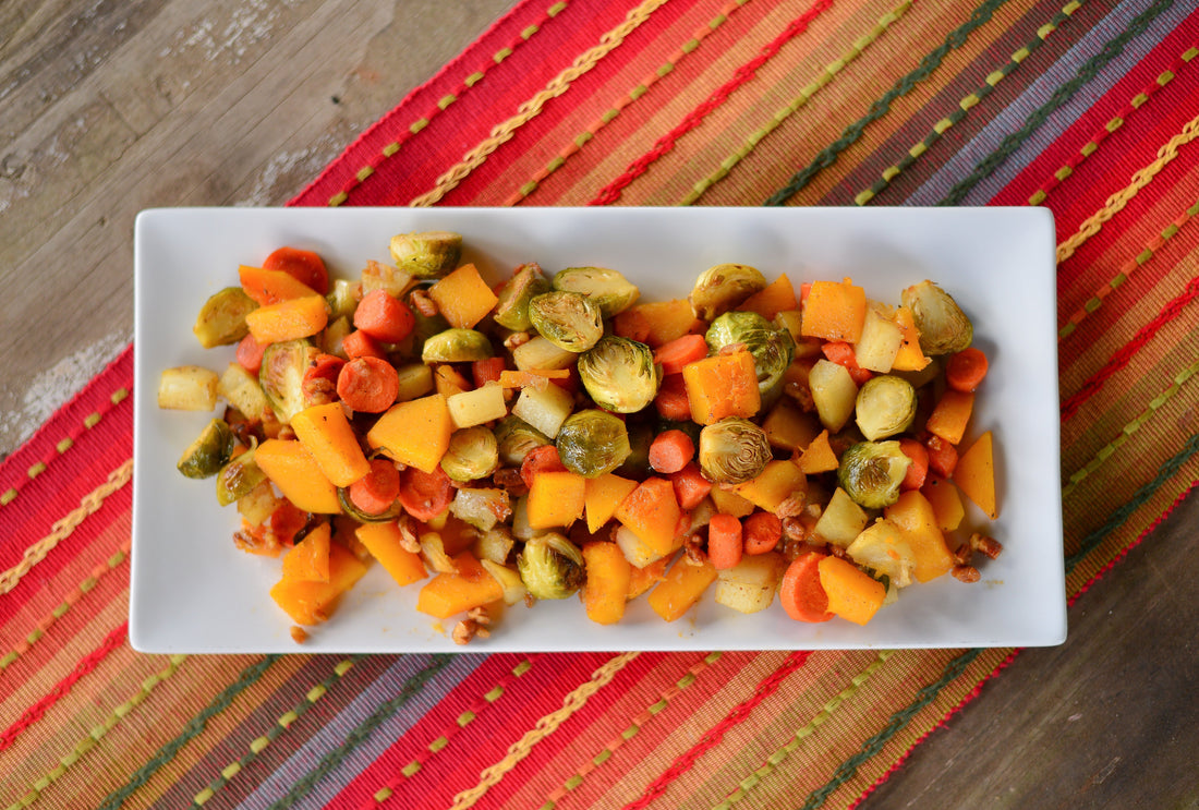 MAPLE ROASTED VEGETABLES WITH PECANS