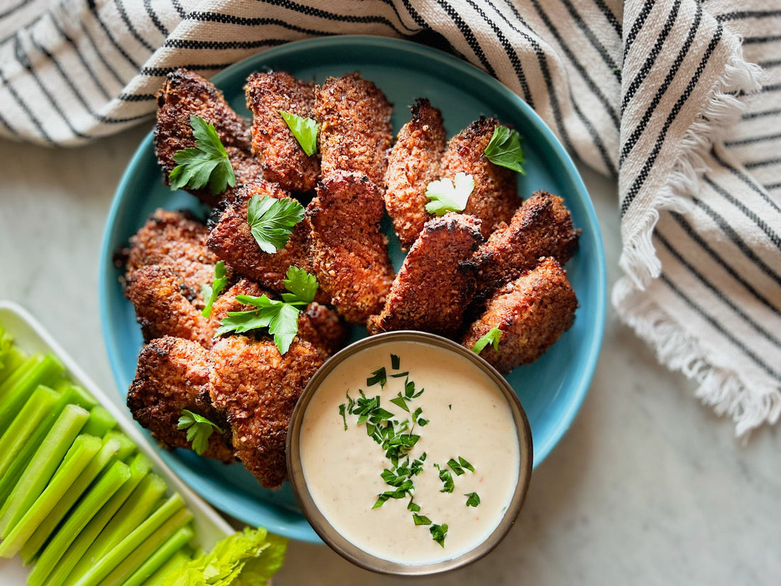 GLUTEN-FREE CHICKEN TENDERS WITH PEACH PEPPER DIPPING SAUCE