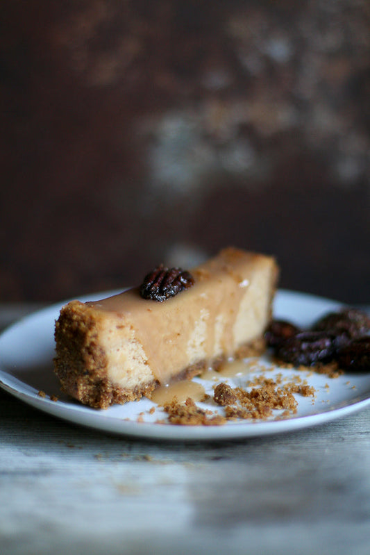 SALTED CARAMEL PRALINE CHEESECAKE